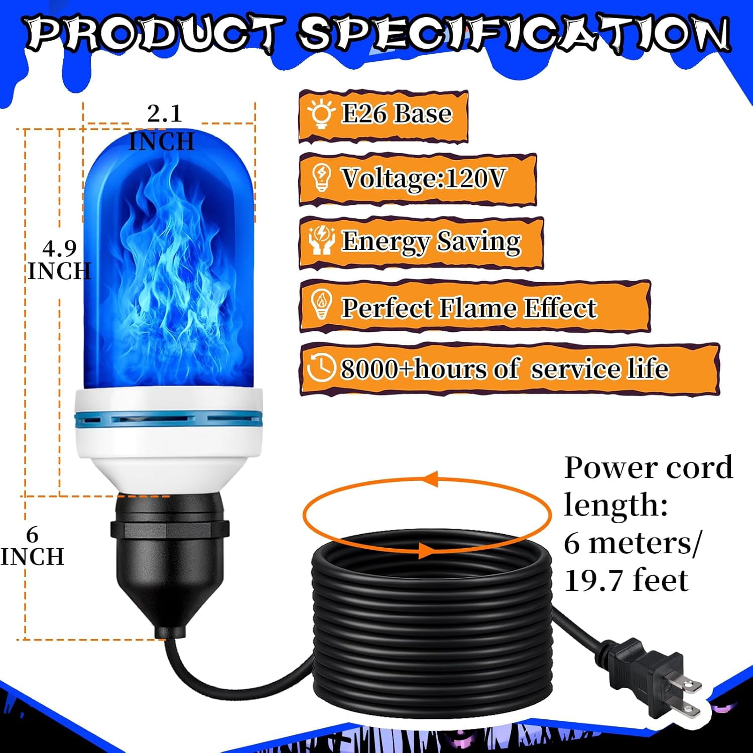 PYYAN-Halloween Skeleton Lighting Kit,4 Modes LED Blue Flame Light Bulb ...