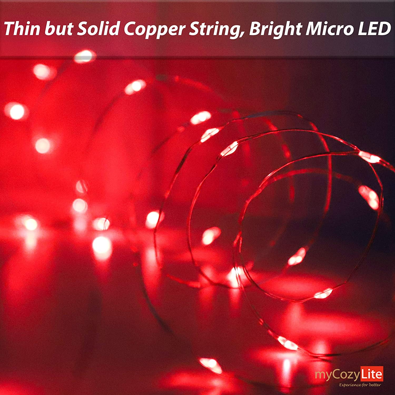 PYYAN-LED Fairy String Lights, Thin Copper Wire, 50 Bright Mini LED Red ...