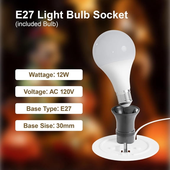 PYYAN-Light Kit for Blow-Mold Christmas Decoration, 1 E27 Light Bulbs & 1 Medium Base Light Cord Kits, Easy to Install, Good Lighting Accessory for Halloween &Christmas &Handicraft Decor (White)