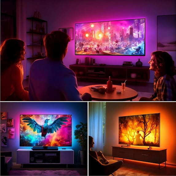 PYYAN-Maylit ICRGB TV LED Backlight, App Control Lights for 37-70in Monitor, Music Sync Color Changing Strip Lights for Home Decor, USB Powered Gaming Accessories for Bedroom Room Decor