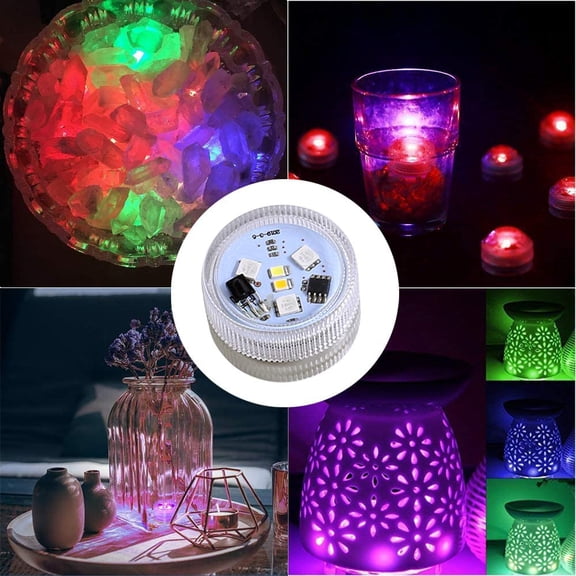 PYYAN-Mini Submersible LED Lights, Waterproof Small LED Tea Lights Candle with Remote Battery Operated,RGB Color Changing for Vase Home Party Wedding Table Centerpieces,10 Pack