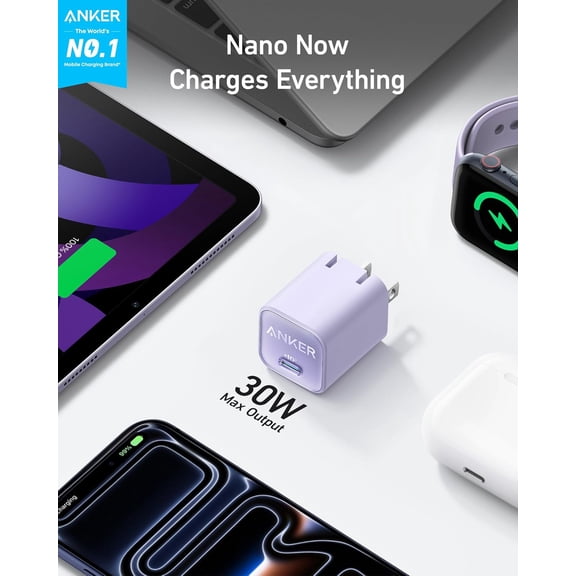 PYYAN-Nano Charger, USB C GaN Charger 30W, PIQ 3.0 Foldable PPS Fast Charger for iPhone 17 / 16 and more series, Galaxy, iPad, Compatible with MagSafe