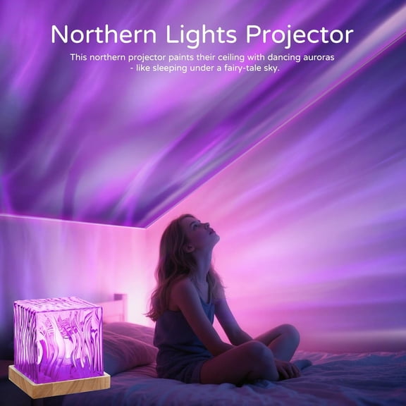 PYYAN-Northern Lights Projector, Aurora Light Projector Luminorthe Cube Lamp Mood Ambient Lighting with 16 Colors and Aurora Drift Effects for Room Decor Teen Girl Gifts Classroom