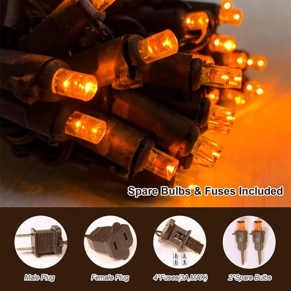 PYYAN-Orange Halloween Lights- 21.6FT100 LED Christmas Lights, Mini led String Light for Indoor Outdoor Home Holiday Party Wedding Independence Day Decoration