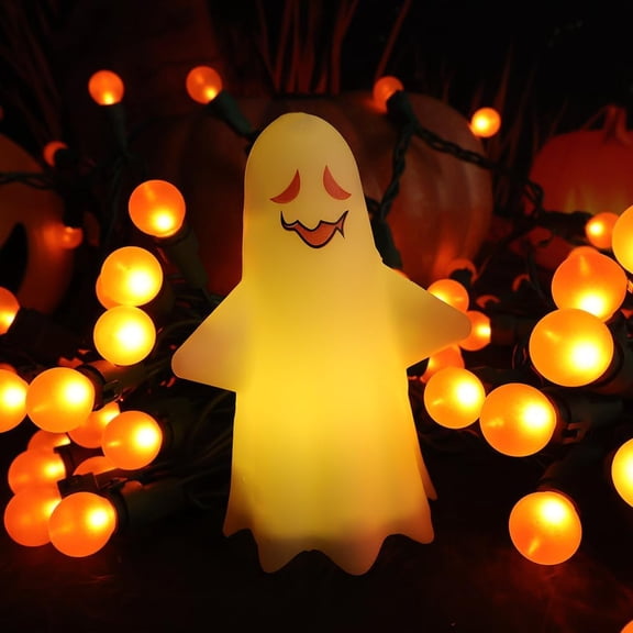 PYYAN-Orange Halloween String Lights, 13.5ft 50 LED Plug in Indoor Outdoor, Connectable Orange Lights for Halloween Party, Christmas Tree, Fall Decorations with Green Wire