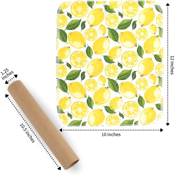 PYYAN-Reusable Paper Towels Roll | 12 Eco Friendly Washable Cotton Flannel Towels w/Cardboard Roll | Zero Waste & Sustainable | Fits on Most Holders (Lemons, 12 Pack)