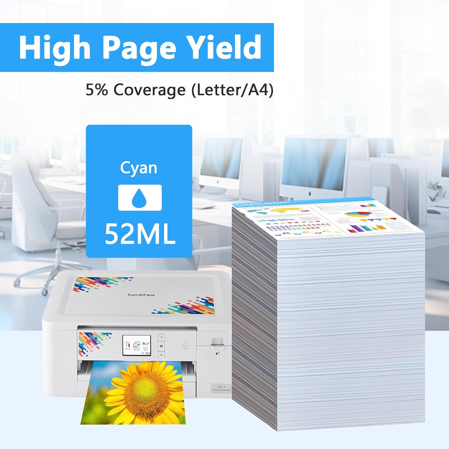 SP-1 Sublimation Ink Cartridges 4-Pack - Replacement For SP01BKS, CS, MS, YS, High Yield For SP-1 Printers