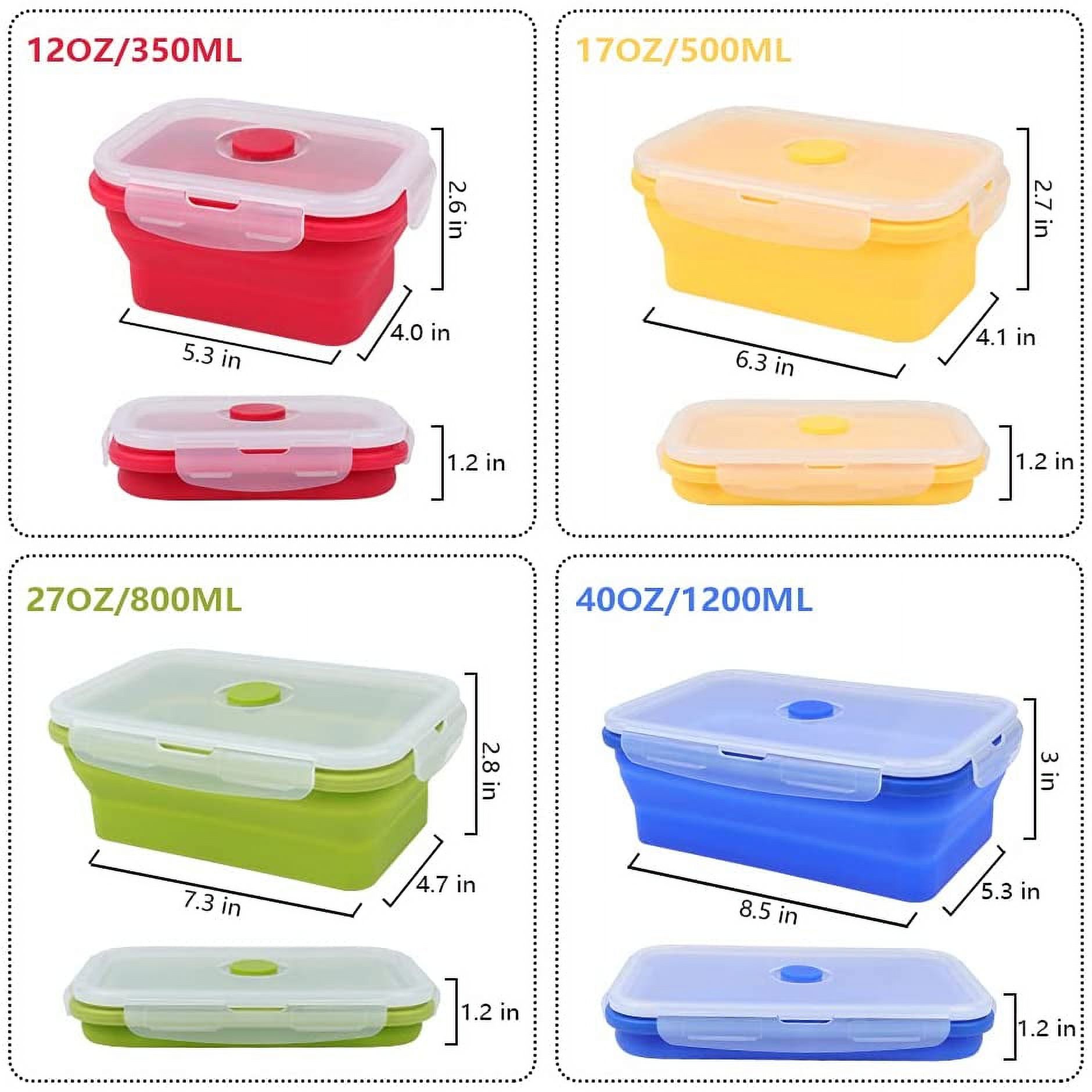 PYYAN-Set of 4 Collapsible Foldable Silicone Food Storage Container ...