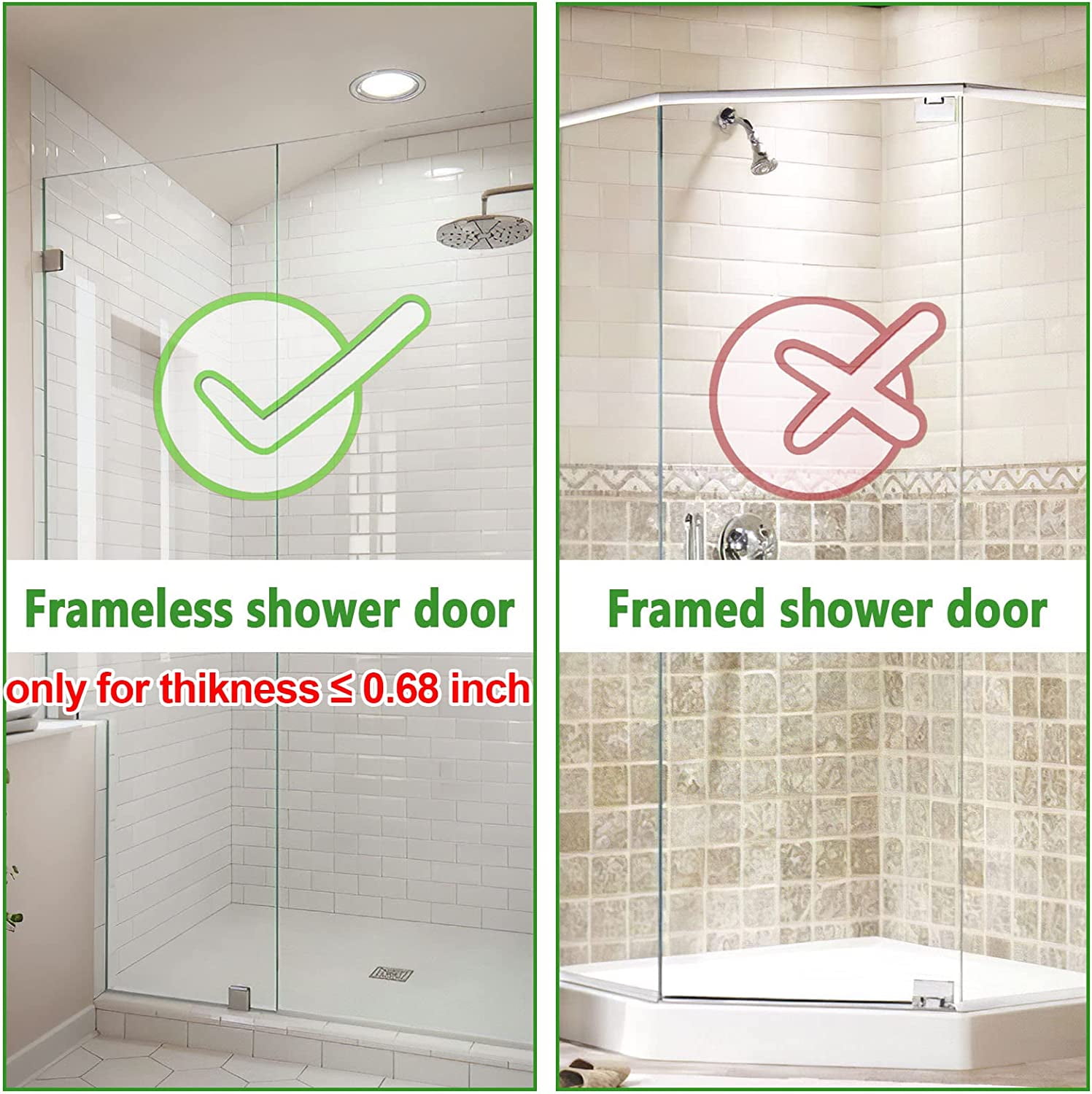 2-Pack Stainless Steel Shower Door Hooks – Double-Sided, No-Drill Installation For Frameless Glass Doors (Black/Silver)