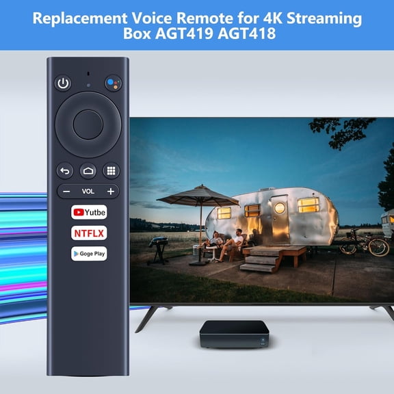 PYYAN-Voice Remote Control Replacement fit for Ematic Android TV UHD 4K Streaming Box with AGT419 AGT418
