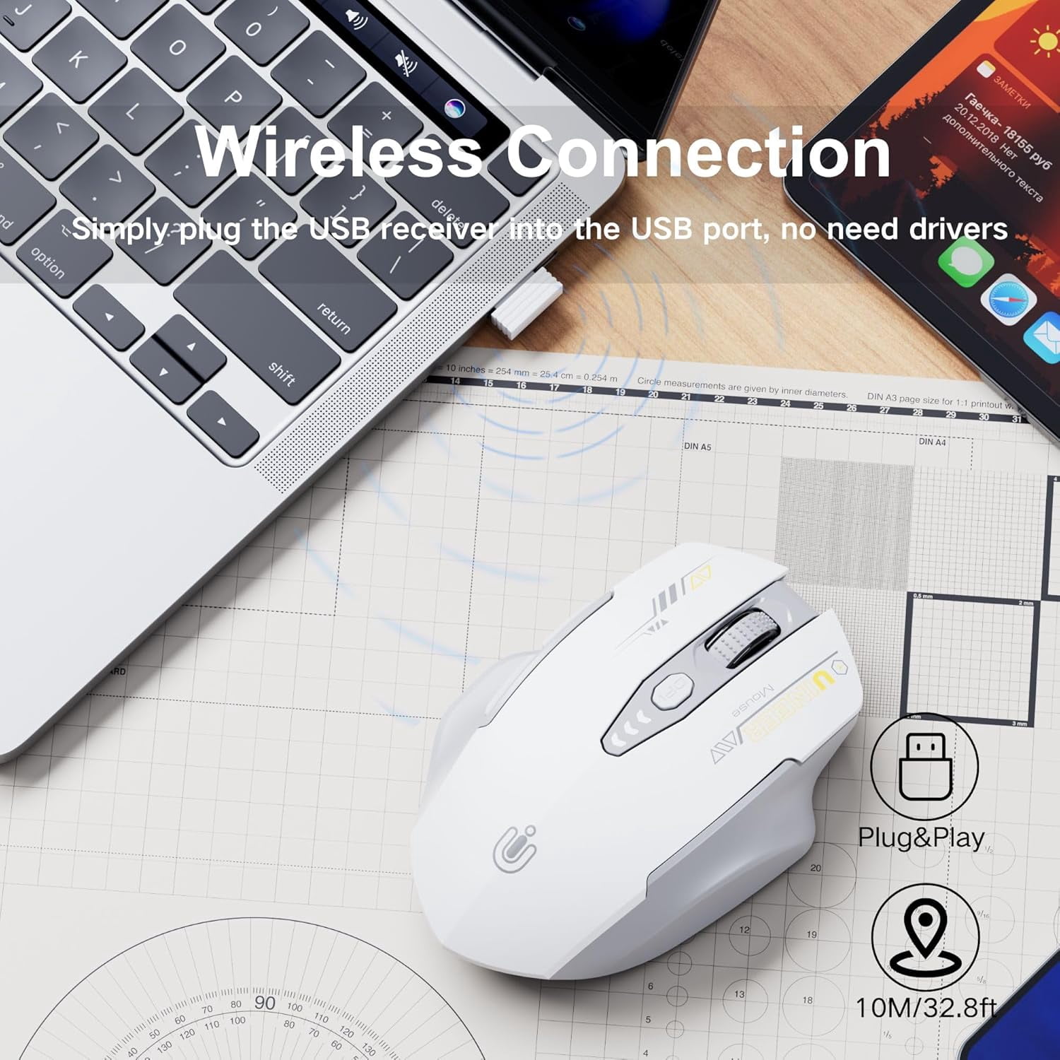 PYYAN-Wireless Mouse,[Upgraded] Rechargeable 2.4GHz (Battery Level ...