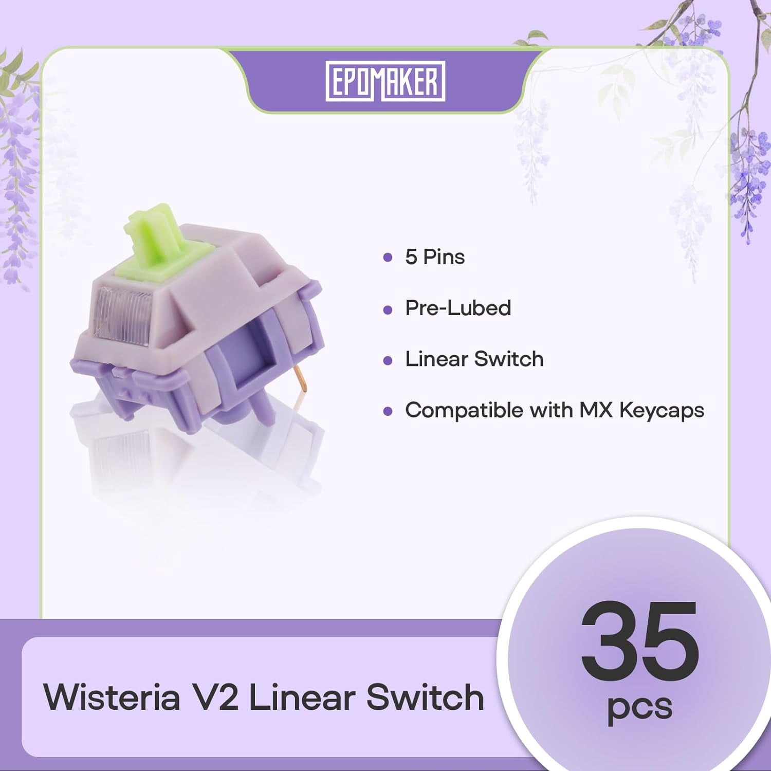 PYYAN-Wisteria V2 Linear 38gf Keyboard Switches Set, with Light ...
