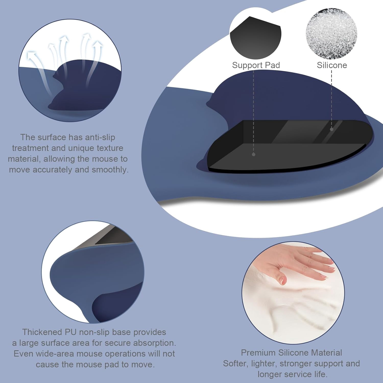 Mouse Lining PYYAN-Wrist Rest Support for Mouse Pad&Keyboard Set, Circle Curved ...