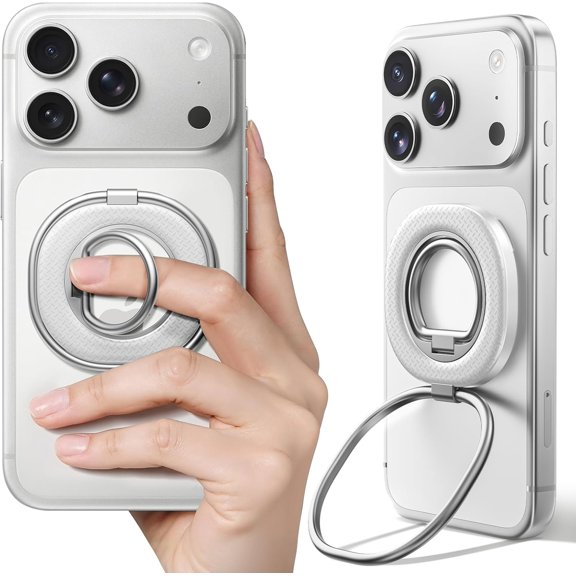 PYYAN-for MagSafe Phone Ring Holder, Magnetic Phone Holder with Cell Phone Stand & Magnetic Phone Grip, Dual-Ring Structure, 360 Rotation Damping Click, with iPhone 17/16/15/14/13/12