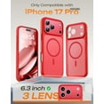 thumbnail image 1 of PYYAN-for Phone 17 Pro Case, Full Camera Protection, Built-in Magnetic Ring, Compatible with Magsafe Charger, Drop Protection, Translucent Matte Phone Case for Phone 17 Pro 6.3 inch (Red), 1 of 3