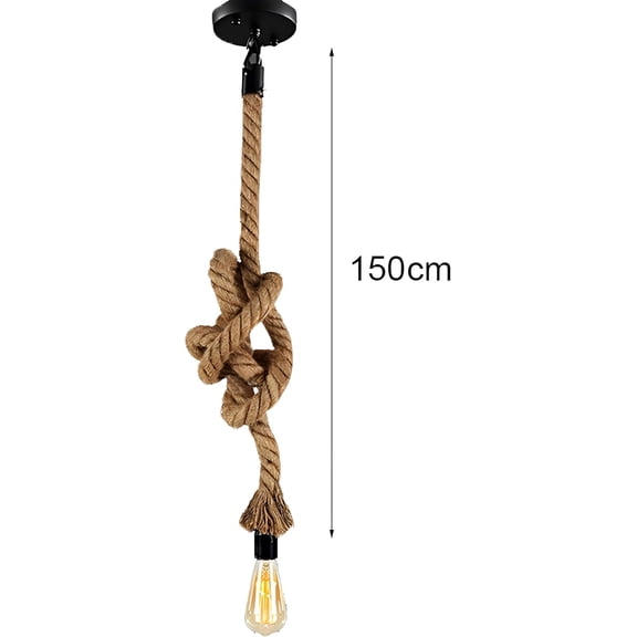PYYNA-1 Head 1.5 Meter Hemp Rope Vintage Ceiling Pendant Light Lamp Fixture E26/E27 Base,Retro Style for Dining Hall Restaurant Bar Lighting(Bulb not Included)