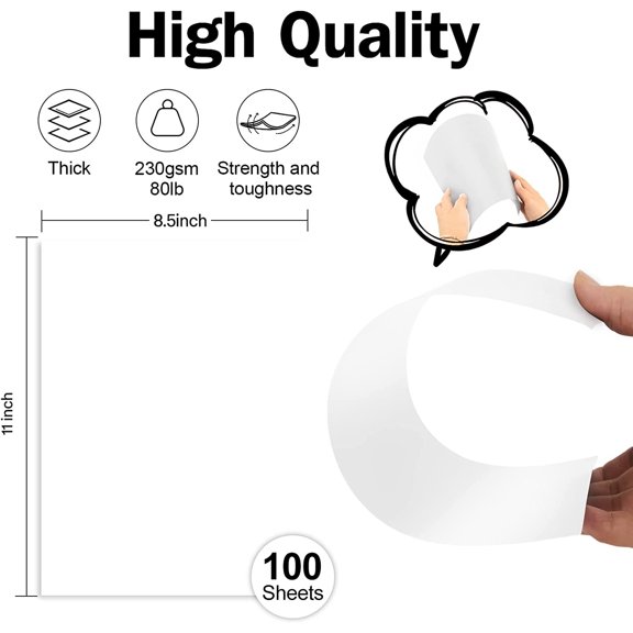 PYYNA-100 Sheets White Cardstock 8.5 x 11 Certificate Paper, White Card Stock Printer Paper for Invitations, Menus, Wedding, DIY Cards