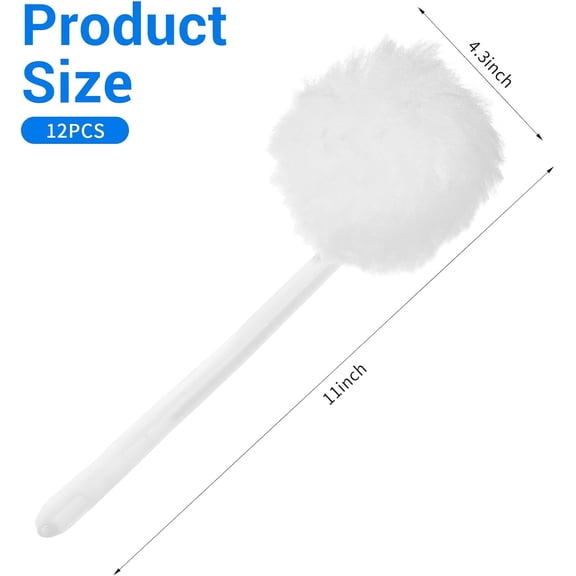 PYYNA-12 Pack Toilet Bowl Brushes with Long Plastic Handle, Bulk White Soft Toilet Brush, Silk Cotton Toilets Bowl Cleaners Mop for Bathroom, Washbasin, Bathtub & Tilets, 11 x 4.3 Inch