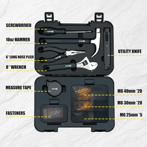 PYYNA-136-Piece Hand Tool Set/Home Tool Kit, DIY Set Tool Household Hand Tool with Screwdriver Wrench Hammer Tape Plier Tool Box for Everyday Home Repairs(136 Piece)