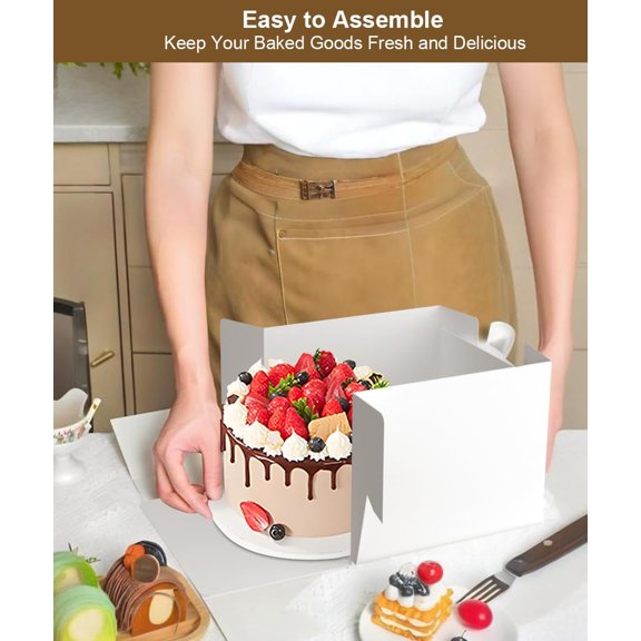 PYYNA-15-Pack 8x8x8 Inch Bakery Boxes with Shatter-Proof Window - Premium Food Grade Cake Packaging for Weddings, Birthday Parties & Gifts | Greaseproof, DIY Customizable Pastry Boxes