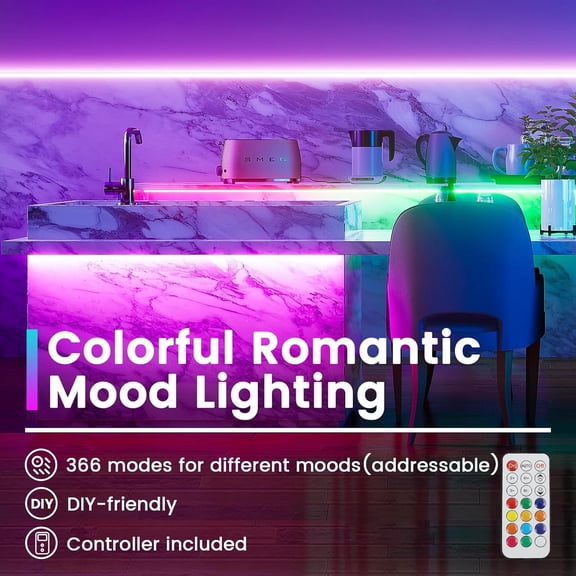 PYYNA-16.4FT/5M 96LEDs/M High Density RGB LED Strip Light Spotless U108 U103 LC31 LED Strip Channel Neon Lighting Effect AC1L (Power Adapter Not Included)