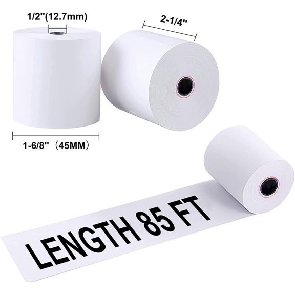 PYYNA-2-1/4" X 85' Thermal Paper Rolls for Credit Card -2.25 x 85 ft Thermal Paper Rolls, 58mm Cash Register Rolls - Premium Register Tape Pos Thermal Printer Paper (10 Rolls)