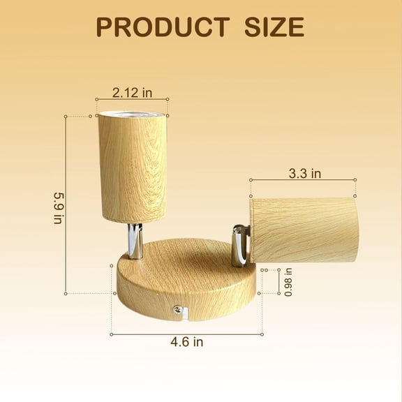 PYYNA-2 Light Track Lighting Fixtures for Ceiling LED Aluminum Wood Grain Spot Lights Indoor Round Chassis GU10 Base Lamp Rotatable Modern Ceiling Spotlight for Bedroom Kitchen Hallway (Bulb Not Incl