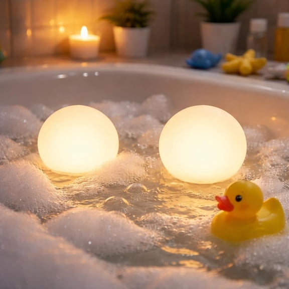 PYYNA-2-Pack 3-Inch Rechargeable LED Orb Lights 16 Color Glow Spheres, 4 Modes, Waterproof Ambient Lighting Balls, Glowing Orbs for Indoor, Outdoor, Pool, Room, and Patio Decor