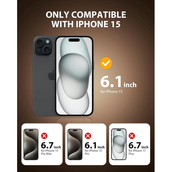 PYYNA-2 Pack Privacy Screen Protector for iPhone 15 (2023) 6.1 inch Black Anti Spy Tempered Glass