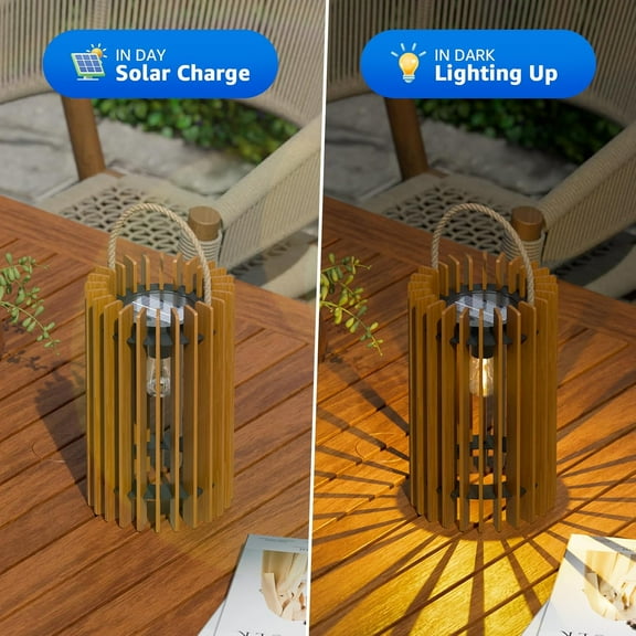 PYYNA-2-Pack Solar Lanterns Outdoor Hanging Portable Table Top Decorative Lamp DIY Lantern Lights Water-Resistant for Outside Patio Yard Garden Porch