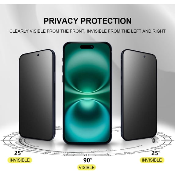 PYYNA-2 Pack for iPhone 16 Plus/iPhone 15 Plus 6.7" Matte Privacy Screen Protector Anti-glare Anti-spy Tempered Glass Film Anti-fingerprint Easy Installation