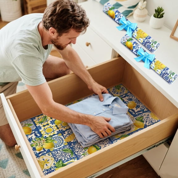 PYYNA-20 Sheet Summer Lemon Theme Scented Drawer Liners for Dressers 15.8" x 22" Lemon Fragrant Cabinet Drawer Liners Non Adhesive Paper Mats for Home Kitchen Closet Shelf