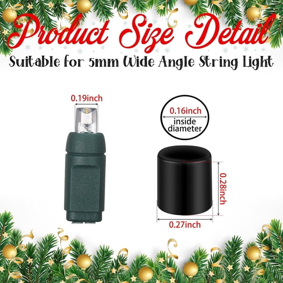 PYYNA-200pcs Christmas No Glow Caps for String Lights Wide Angle Soft Rubber String Lights Caps Black Christmas Blackout Light Cap Covers for 5mm Diameter LED to Hide Extra