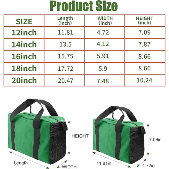PYYNA-20inch Large Tools Bag, High-Capacity Industrial Tool Bag, Big Canvas Tool Bags Portable for Construction, Mechanics, Gardening Equipment for Screwdrivers(Light green, 20")
