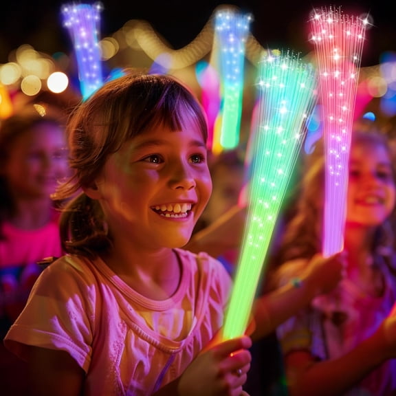 PYYNA-24 PCS Fiber Optic Wand,Glow Fiber Optic Wands,Glow in The Dark Party,Glow Wands led Light up Party Favors for Wedding,neon Party,New Year Party Favors,Halloween,Christmas,Bar DJ