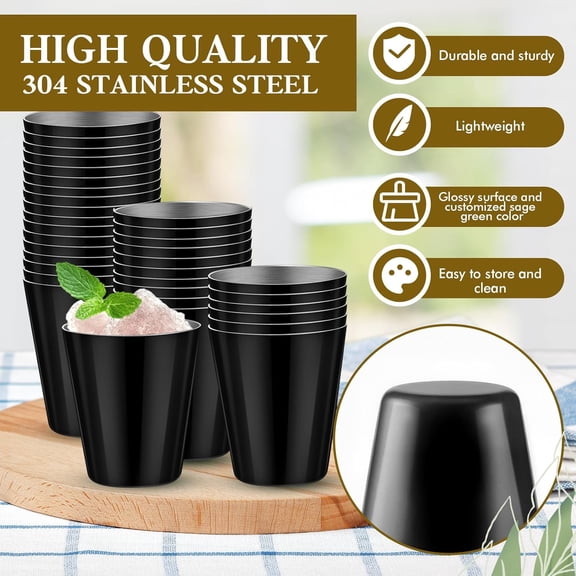 PYYNA-24 Pcs 1 oz Stainless Steel Shot Glasses Metal Shot Glasses Small Unbreakable Shot Glass for Wedding Espresso Whiskey Bar Home Restaurant Camping Barware Gift (Black)