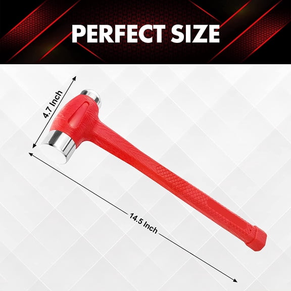 PYYNA-24 oz Dead Blow Hammer Dual Head Ball Peen Blow Striking Flat Pein Non-Slip Handle,1.5 LB Orange (YY-7-001)