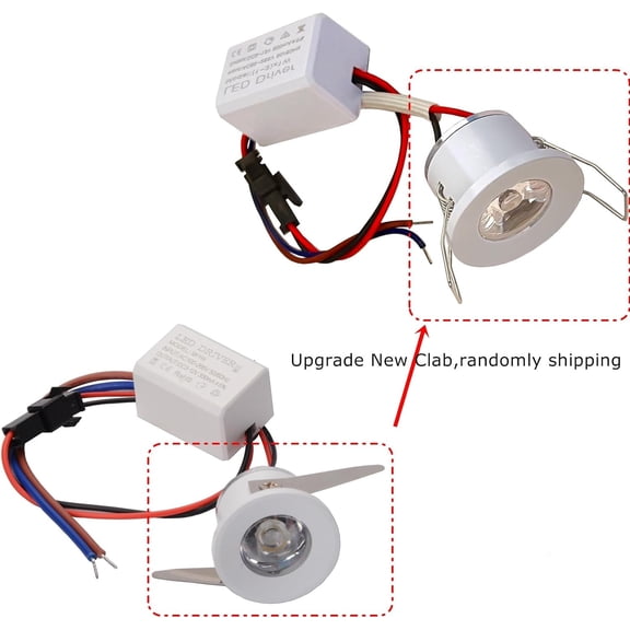 PYYNA-2Pack 1W Mini Spotlights Indoor Recessed Ceiling Showcase Display Under-Cabinet Lights Fixture with AC 110V/220V to DC 3-12V LED Driver Power Supply 3000K Warm-White Lighting White-Shell