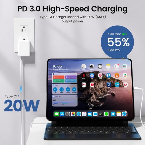 PYYNA-2Pack 40W Flat USB C Wall Charger, 4Ports Foldable & Slim Fast Charging Blocks, Multiport Type C Cube Box Power Adapter Plug, USB C Charger Block Brick for iPhone Samsung Tablet (White White)