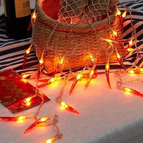PYYNA-2pack red Chili Pepper String Lights,40 LED Pepper String lamp Indoor Kitchen Decor Outdoor Mexican Decorations Light, Battery Powered for Chinese New Year,Holiday Party,Christmas Home Decor