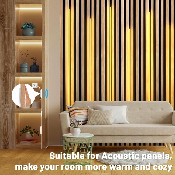 PYYNA-3.3FT USB COB LED Strip Light, 6 Rolls LED Lights for Wood Slat Wall Panels and Acoustic Panel Parallel with Dimmable Touch Sensor, Flexible 3000K COB Strip Cuttable for Shelves, Cabinet