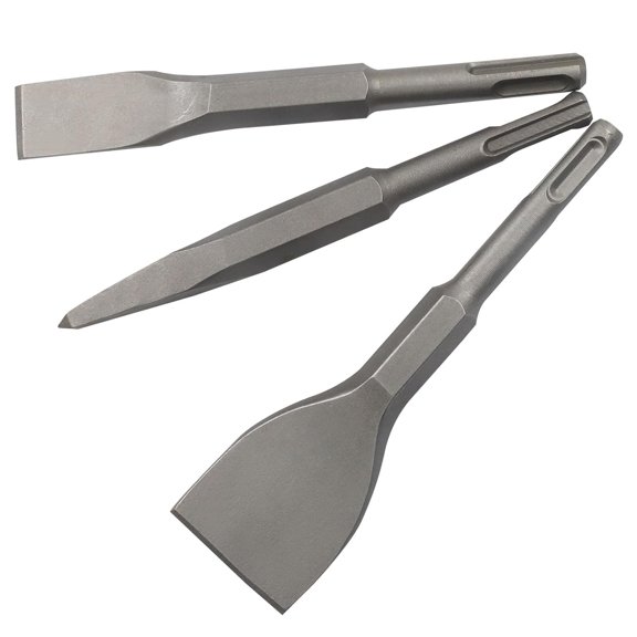 PYYNA-3 Piece SDS-Plus Hammer Drill Rotary Hammer Bits Set, Point, Flat, Cranked Chisels for Concrete Stone Tile Floor Removal