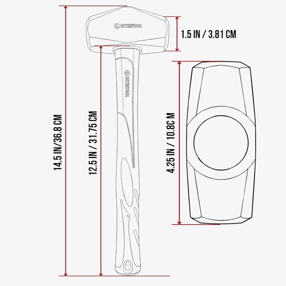 PYYNA-3 lbs Small Sledge Hammer | Drilling/Crack Mini Sledgehammer with Heavy-Duty Steel & Shock Absorbing Non-Slip Fiberglass Handle | HT08-0246