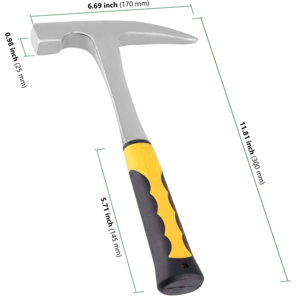 PYYNA-32oz Rock Pick Hammer, 12 Inch Premium Carbon Steel Chipping Hammers with Skid Handle Polished Tip, Geologist Hammer for Mining for Mining, Geological Prospecting, Camping
