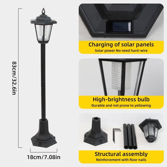 PYYNA-33" Solar Outdoor Floor Lamps,Solar Lamp Post Lights Waterproof Perfect for Festive Decoration in Gardens, Lawn, Patio, Front/Back Door