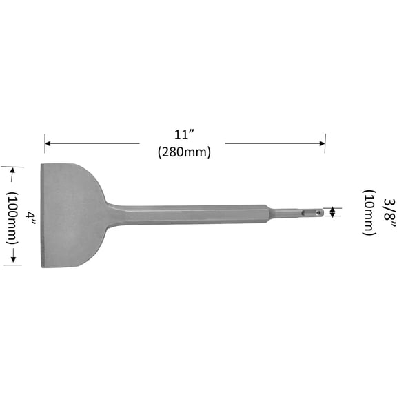 PYYNA-4 Inch Wide Tile & Thinset Scaling Chisel SDS-Plus Shank 4" x 11" Thinset Scraper Wall and Floor Scraper Works with All Brands of SDS-Plus Rotary Hammers and Demolition Hammers