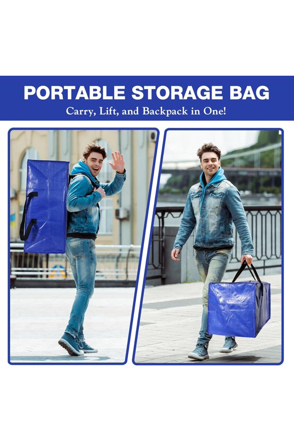 -4 Pack Dorm Moving Bags with Backpack Straps Heavy Duty Moving Boxes Supplies Packing Cubes Alternative,Large Storage Totes Travel Space Saver Bags for Room Essentials,Stow Clothes 93 L 25 Gall