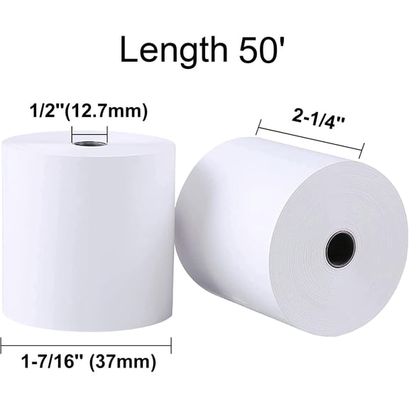 PYYNA-(50 Rolls) 2 1/4" X 50' Thermal Paper Rolls, Credit Card Paper Rolls Thermal, Cash Register Roll, Premium Pos Thermal Printer Paper