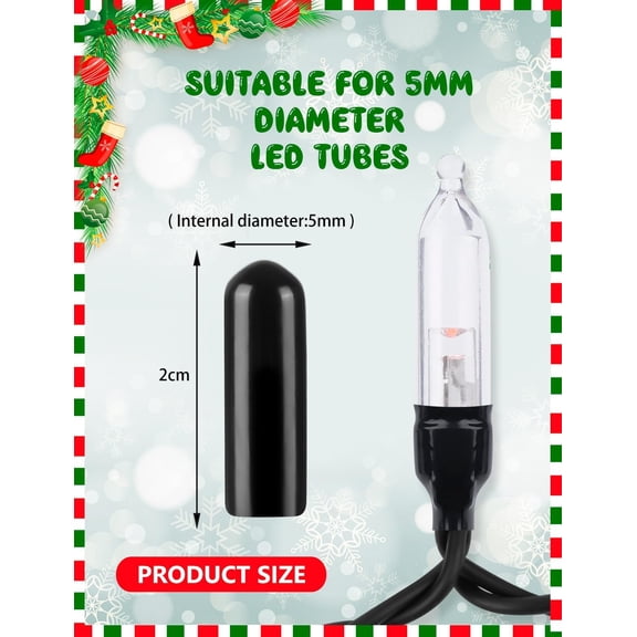 PYYNA-500Pcs Christmas Light Covers, No Glow Caps, Soft Rubber String Light Caps, Blackout Cap Covers to Hide The Extra Lights Not Needed for 5mm Diameter Glass LED String Lights