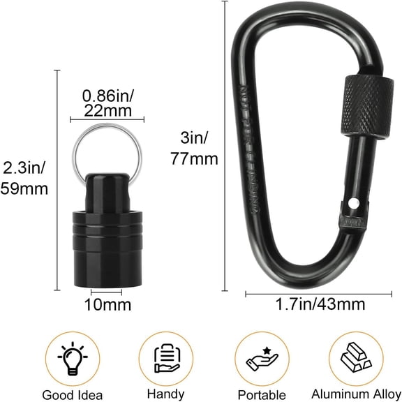 PYYNA-5PCS SDS Plus Drill Bit Holder Keychain, 3/8in Quick Change Screwdriver Bits Holder Extension Bar with Black Carabiner